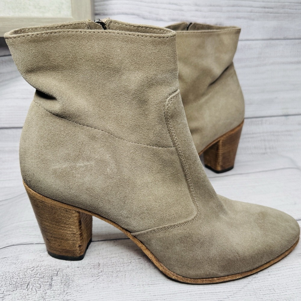 Alberto‎ Fermani Taupe Tan Suede Heeled Ankle Boots Italy Size 38.5 US 8